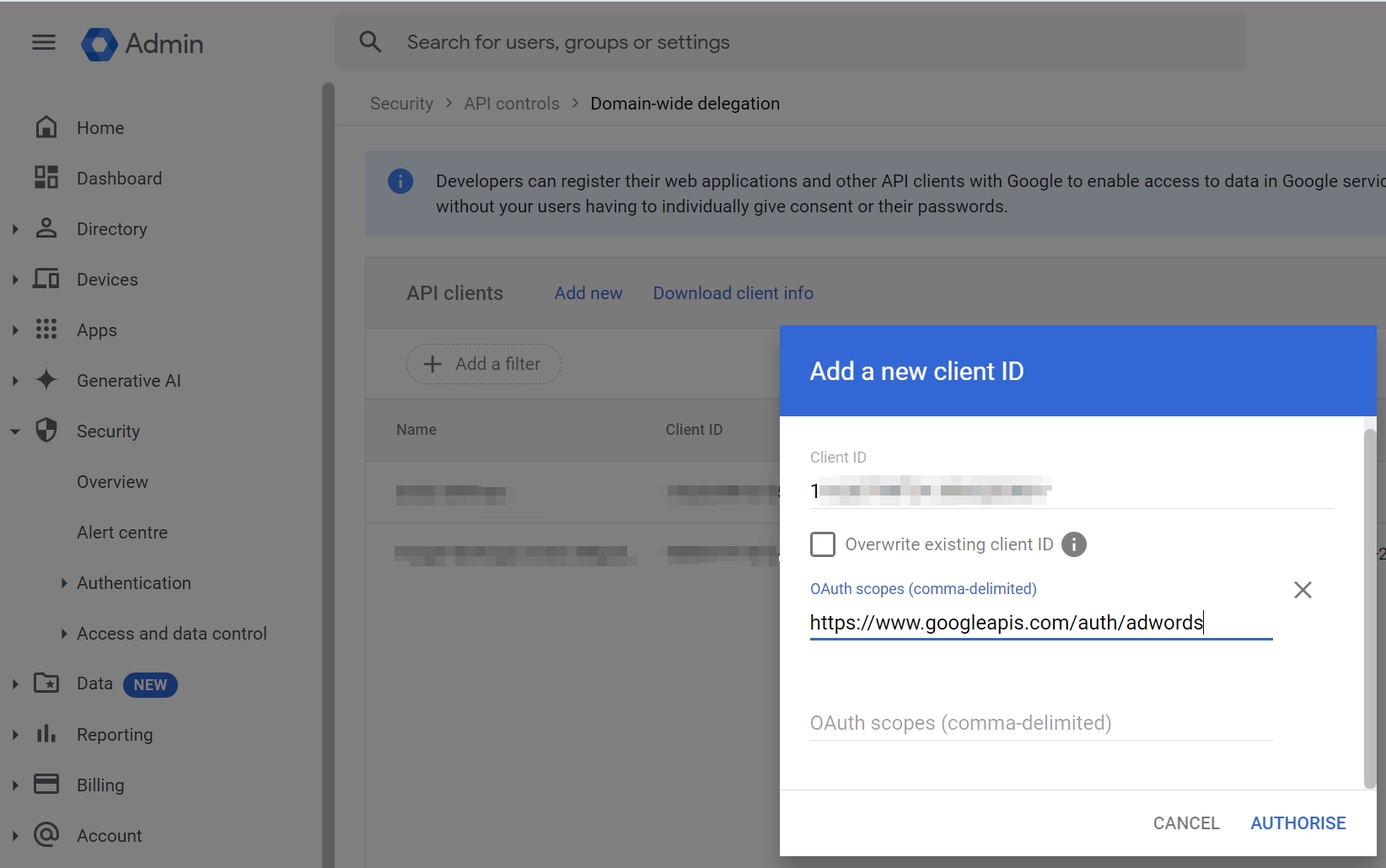 Enable Domain-wide Delegation